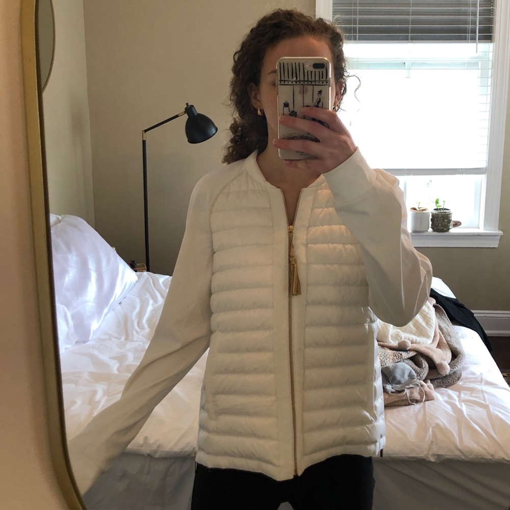 LILLY PULITZER White Puffer Zip Up
